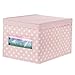 mDesign Large Soft Stackable Fabric Baby Nursery Storage Organizer Holder Bin Box with Front Window and Lid for Child/Kids Bedroom, Playroom, Classroom - 2 Pack - Pink/White Polka Dot