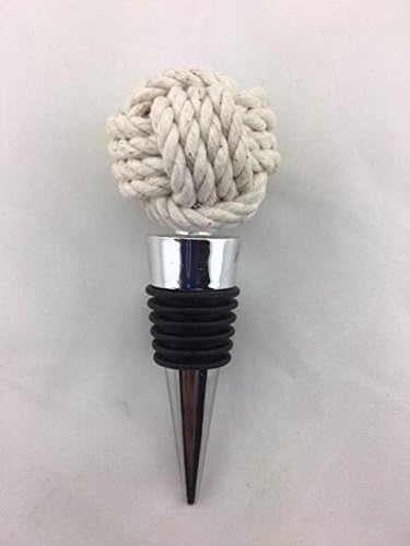 Nautical Monkey Fist Wine Bottle Stopper - White
