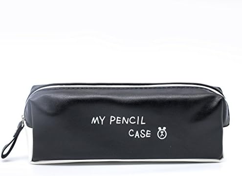 Leather Black Muti-Functional Large Capacity PU Pen Pencil Case Travel Make-Up bags, Students Stationery Pouch Zipper bag, for Home, School, Office, Travel-My PENCIL CASE.