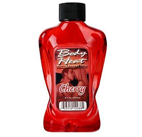 Pipe Dream Body Heat Flavored Edible Warming Oil Massage Lotion Lubricant [Cherry] : Size 8 Oz / 232ml