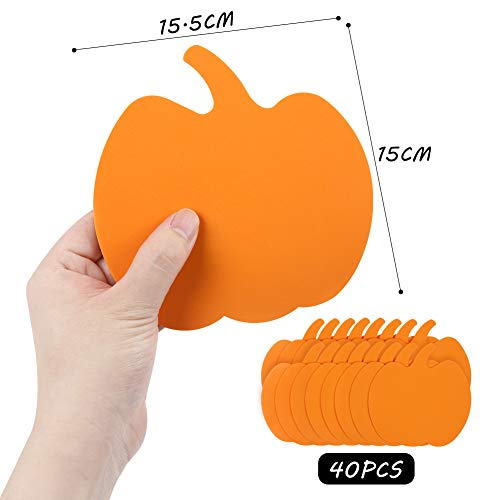 HAKACC Schaum Halloween Kürbis, 40 Stück Halloween Bastel Set Schaum Kürbis Form für Halloween Kinder Bastel Party Dekorationen