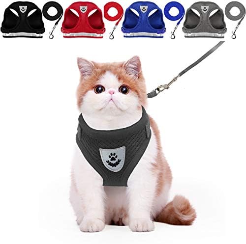YujueShop Cat Harness and Leash Pet Vest Small Dog Harness Escape Proof Reflective Re-Adjustable Walking Soft Mesh with Pet Leash for Cats Puppies Pets