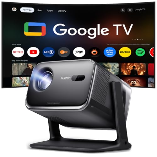 Aurzen Boom Mini 4-in-1 Smart Projector with Google TV, 4K Supports Home Cinema & Outdoor Projector, 20W DoIby Audio, 500 ANSI Projector, ToF Autofocus & Keystone Correction, WiFi/Bluetooth/Mobile Phone (Black)