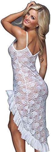 Women Lingerie Plus Size Sexy Lace Mesh Babydoll Nightwear Long Gown Thong