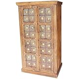 Mogul Interior Antique Rustic Accent Castle Door Armoire Solid Wood Iron Cladded Vintage Storage