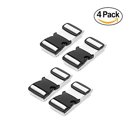 Luggage Straps - Travel Accessories TSA Approved Luggage Straps Suitcase Belts In 6 Colors Sold In 1/2/4 set By SWISSELITE (White 4 pcs)