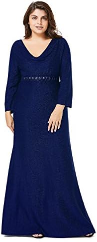myfeel Plus Size Christmas Party Dress Sequin Elegant Heaps Collar Evening Dress (Royal Blue, 5X)