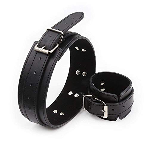 Nadition Clearance,Adjustable Hand Wrist Leg Cuffs Leather Straps Tie Set Couple Bed Restraint Handcuffs (One Size, Black)