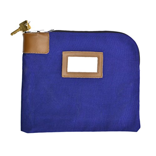 Security/Night Deposit Bag with 2 keys, Locking Bank Bag Canvas 11 x 8-1/2 Inches, Blue