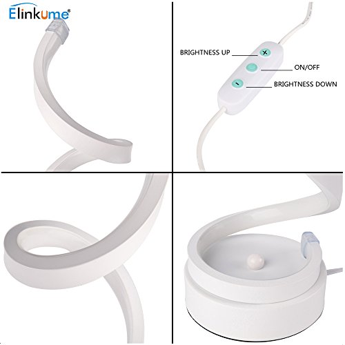 Modern Spiral LED Table Lamp - ELINKUME 12W Smart Dimmable Curved LED Desk Lamp, Contemporary Minimalist Design, Warm White Light, Creative Acrylic LED Modeling Lamp Perfect for Bedroom Living Room - Thumbnail 3
