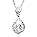 Sterling Silver Heart Necklace Pendant Twinkling CZ Diamond Fashion Pendant Heart Shaped Teardrop Necklace Chain