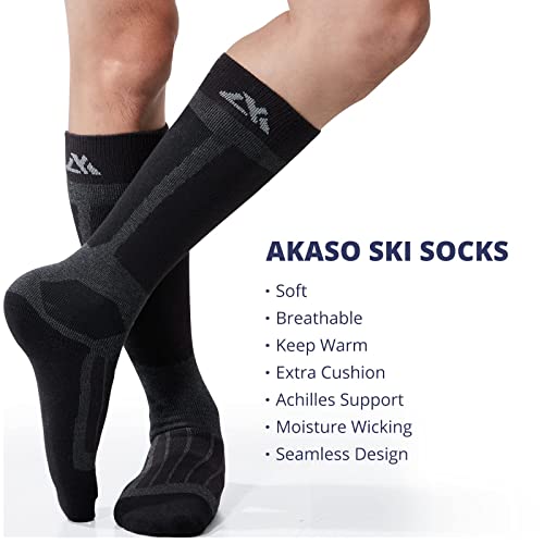 AKASO Warm Wool Ski Socks Mens Women Hiking Socks, Merino Snowboard