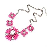 Bestpriceam (TM) Chunky Clear Crystal Statement Necklace (Hot pink)