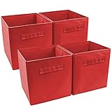 Sorbus® Foldable Storage Cube Basket Bin (4 Pack, Red) (Kitchen)