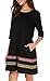 THANTH Womens 3/4 Sleeve A-Line Embroidered Loose Casual T-Shirt Tunic Dress Black XL