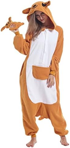 Fudeersiu Halloween Animal Sleepwear Pyjamas For Adult Kangaroo Cosplay Costume