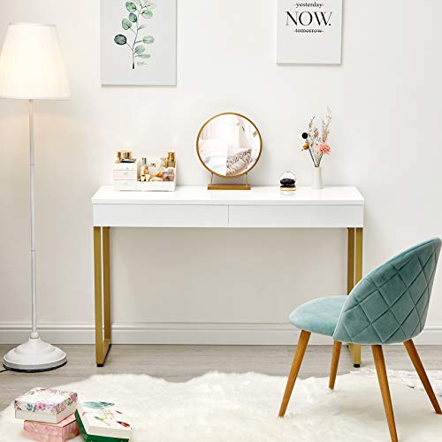 GreenForest Vanity Desk with 2 Drawers Glossy White Makeup Table 47