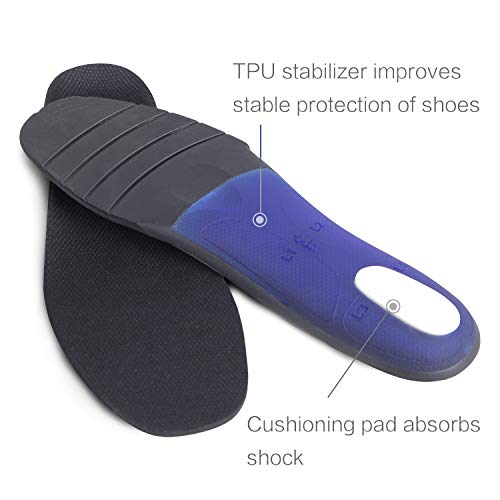 +MD Womens & Mens Shoe Insoles with Arch Support Orthotic Inserts for Plantar Fasciitis, Flat Feet, High Arch, Pronation, Heel Spurs & Foot Pain Black9-10.5