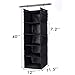 MAX Houser 5-Shelf Hanging Closet Organizer,Space Saver, Cloth Hanging Shelves with 4 Side Pockets,Foldable, Black