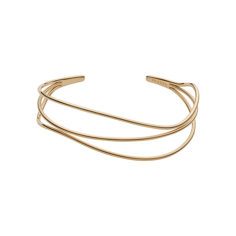 Skagen Women's Stainless Steel and Semi precious with Cuff Bangle bracelet, Golden