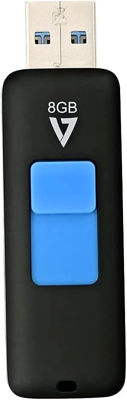 V7 VF38GAR-3E 8GB USB 3.0 Flash Drive Slider Black Blue