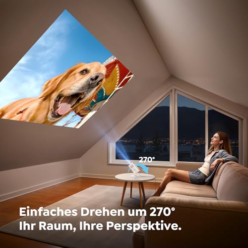 Mini Projector 4K 1080P Support [Android 13 & 270° Rotation] Compact Smart Projector with WiFi 6 & Bluetooth 5.4, Portable Home Theater Outdoor with Auto Keystone for HDMI/Android/iOS/PC/USB