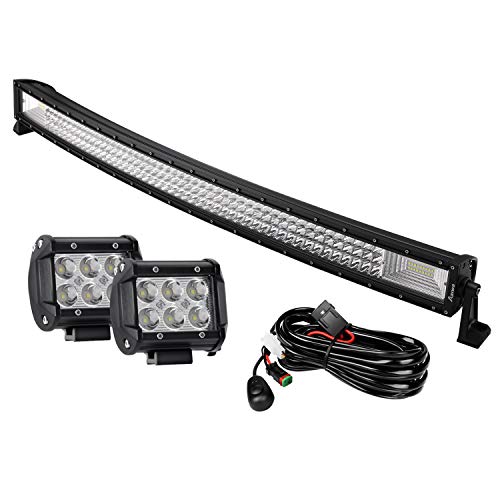 AAIWA LED Light Bar, Curved LED Bar, 42Inch 540W Triple Row Spot Flood Combo Beam Off Road Lights, 2PCS 18W Light Pods, DT Wiring Harness, Driving Light for Jeep Truck Boat - Thumbnail 7