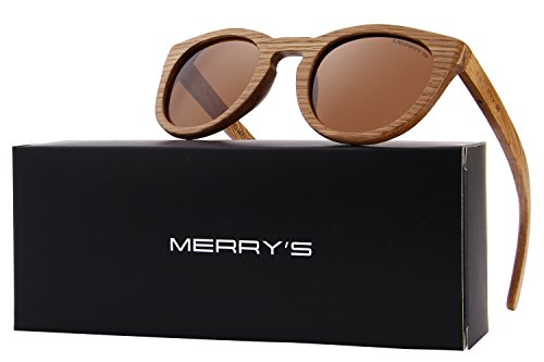 MERRY'S Polarized Full Frame Wooden Coated Floating Sunglasses Mens/Womens vintage Eyewear S5268 (Brown, 48)