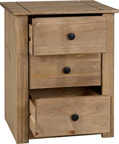 Seconique Panama 3 Drawer Bedside in Natural Wax, 41D x 47W x 57H cm (3 Drawers) - Image 4