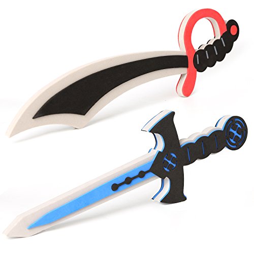 Pack of 10 Assorted Foam Sword and Shield Ninja Warrior Weapons Toy Set Pretend Playset for Kids