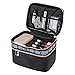 EN'DA professional Big Size Cosmetic Bag for Organize Makeups Travel Makeup Bag with Clear Mirror Single Layer Large Storage Space (Black1)