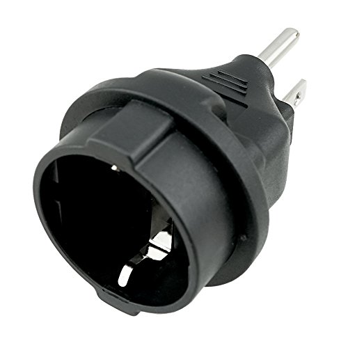 ACA1004 Europe Schuko CEE7/7 to USA NEMA 5-15P 3 Prong Travel Plug Adapter; Adapts a European CEE7/7 Device into a USA 3 Prong NEMA 5-15 Inlet