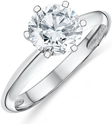 Buy Jewels 14k Authentic Gold 6 Prong Engagement Anniversary Ring AAA+ Swarovski Solitaire CZ