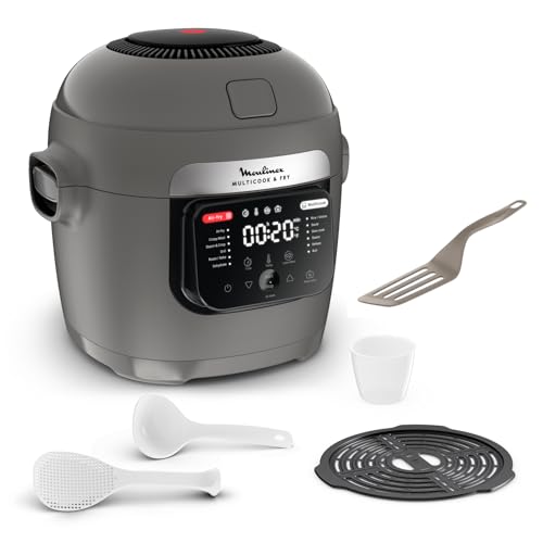Moulinex Multicook Fry Multicooker and Air Fryer, 12 Programs, 6 L, Grey, Spatula Included YY5553FB