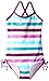 Kanu Surf Girls' Layla Beach Sport Banded 1 Piece Swimsuit, Sassy Purple Stripe, 3T