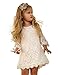 Flower Girl to crus Dress, Lace Dress 3/4 Sleeve Dress (White, 6-7 Years)