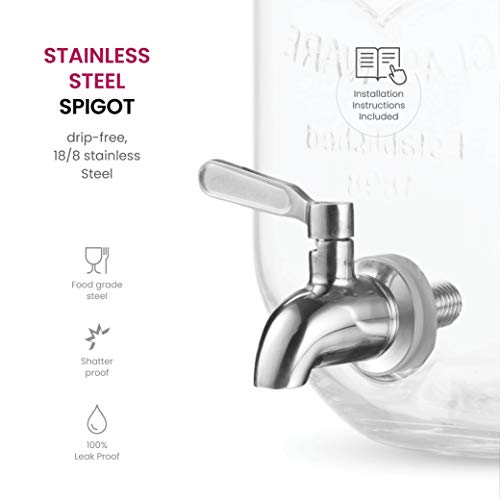 1-Gallon-Glass-Beverage-Dispenser-with-188-Stainless-Steel-Spigot-100Leak-Proof-Wide-Mouth-Easy-Filling-Drink-Dispenser-with-Ice-Cylinder-Keeps-Beverage-Cold-For-Outdoor-Parties-and-Daily-Use