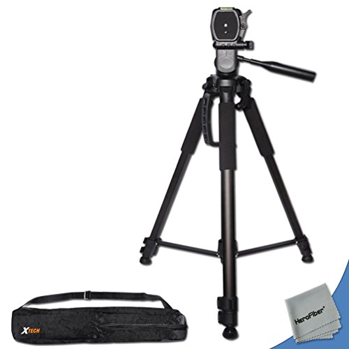Durable Pro Grade 72 inch Full size Tripod with 3 way Pan-Head, Bubble level indicator, 3 Section Aluminum alloy lock in legs for Sony FDR-AX1 Camcorder plus Convenient Backpack style Carrying CaseHXR-MC2000U