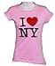 I Love NY New York Womens T-Shirt Spandex Tee Heart Light Pink Medium