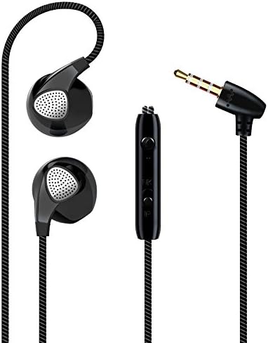 HONGBIAO Universal Multipurpose bass ear wire headset with microphone HD, HD calls at any time, lightweight, waterproof, 3.5MM plug(Black)