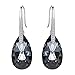 EleQueen 925 Sterling Silver CZ Teardrop Shepherd Hook Dangle Earrings Grey-Black Made with Austrian Crystal for Women,Valentine's Day/Mother's Day/Christmas Jewelry Gift Mom