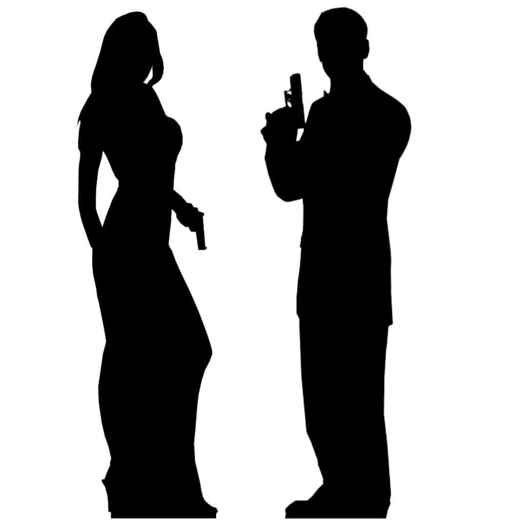 STAR CUTOUTS SC007 Secret Agent Male & Female Double Silhouette – 172cm Cardboard Cutouts | Great for Spy-Themed Fancy Dress Parties
