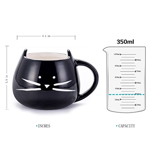 Teagas Lovely Cute design Morning Cat Mug,Glossy Black 350ml