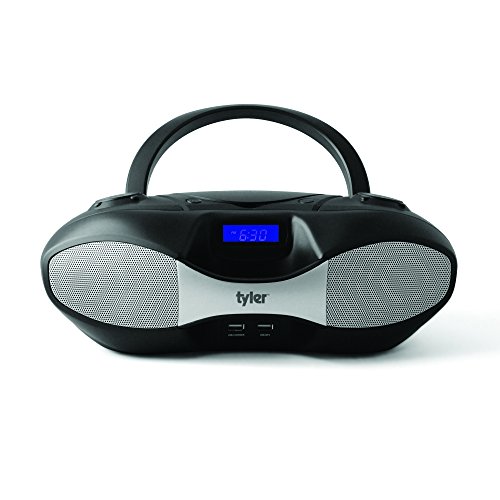 Tyler-Portable-Sport-Stereo-MP3CD-Boombox-Player-TAU104-BK-with-USB-Charging-Port-for-Phones-and-Tablets-USB-MP3-Input-FM-Radio-Black
