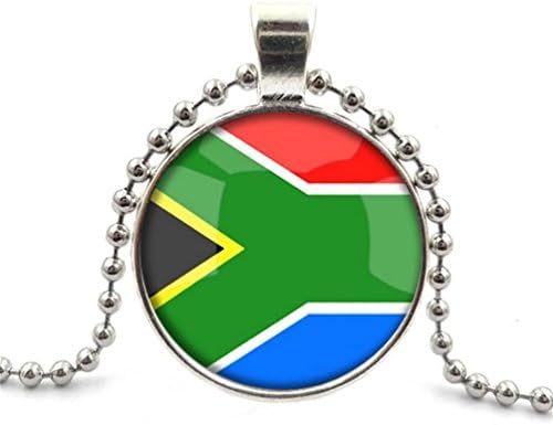 Precious Stone The Republic of South Africa National Flag 4 Base Colors Selection Design Silver Necklace for Valentine's Day by Double Love