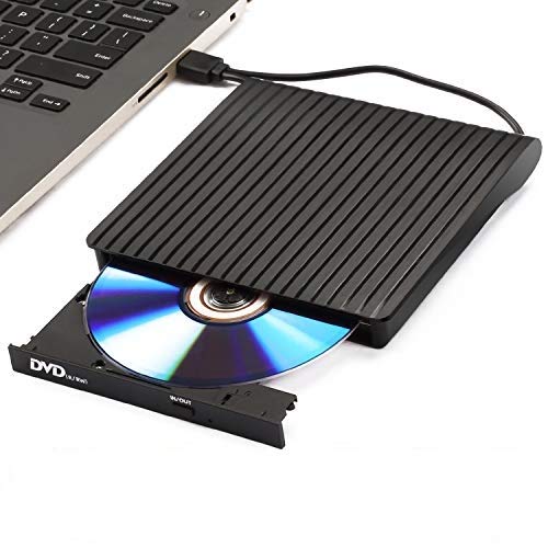 AMIGIK External CD Drive, USB 3.0 Type C DVD Drive, Dual Port DVD Player - Portable Optical Burner Writer Rewriter, High Speed Data Transfer for Laptop Notebook Desktop PC MAC OS Windows Linux