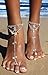 Bienvenu 2Pcs Barefoot Sandals Sparkling Crystal Clear Rhinestone Elegant Design