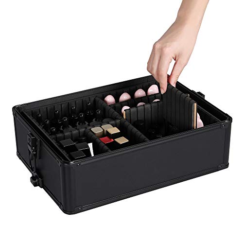 Yaheetech Extra Large Makeup Case Rolling Cosmetic Trolley Lock