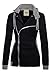 DJT Womens Oblique Zipper Slim Fit Hoodie Jacket Large Black