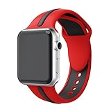 YaSpark Apple Watch Band, Soft Silicone Strap Adjustable Replacement iWatch 42mm Bands for Apple Watch Sport, Series 3, Series 2, Series 1 (Large Size)